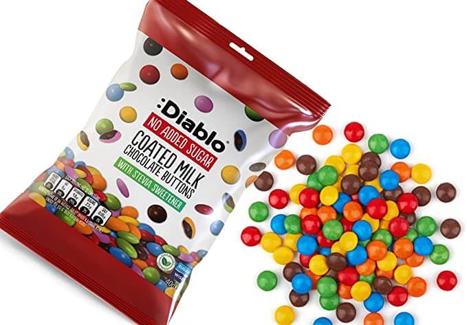 Diablo Vollmilchschokoladen-Buttons ohne Zuckerzusatz -offen