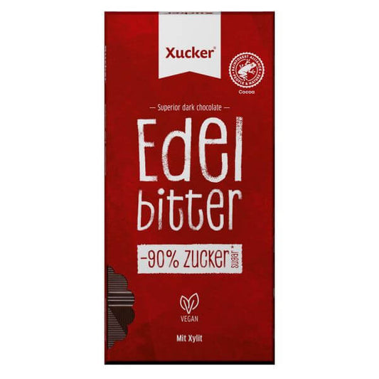 Xucker Vegane Edelbitter-Schokolade Ohne Zuckerzusatz- vorne